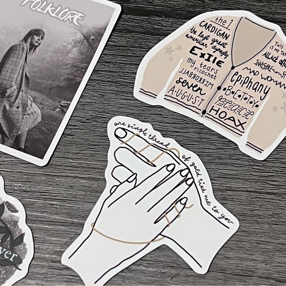 Taylor Swift Folklore Stickers Set of 5 new - Picture 3 of 5